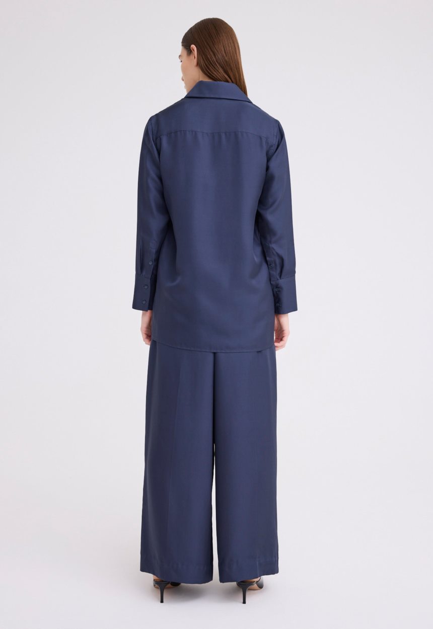 Jac + Jack Iver Silk Twill Shirt - Sly Blue